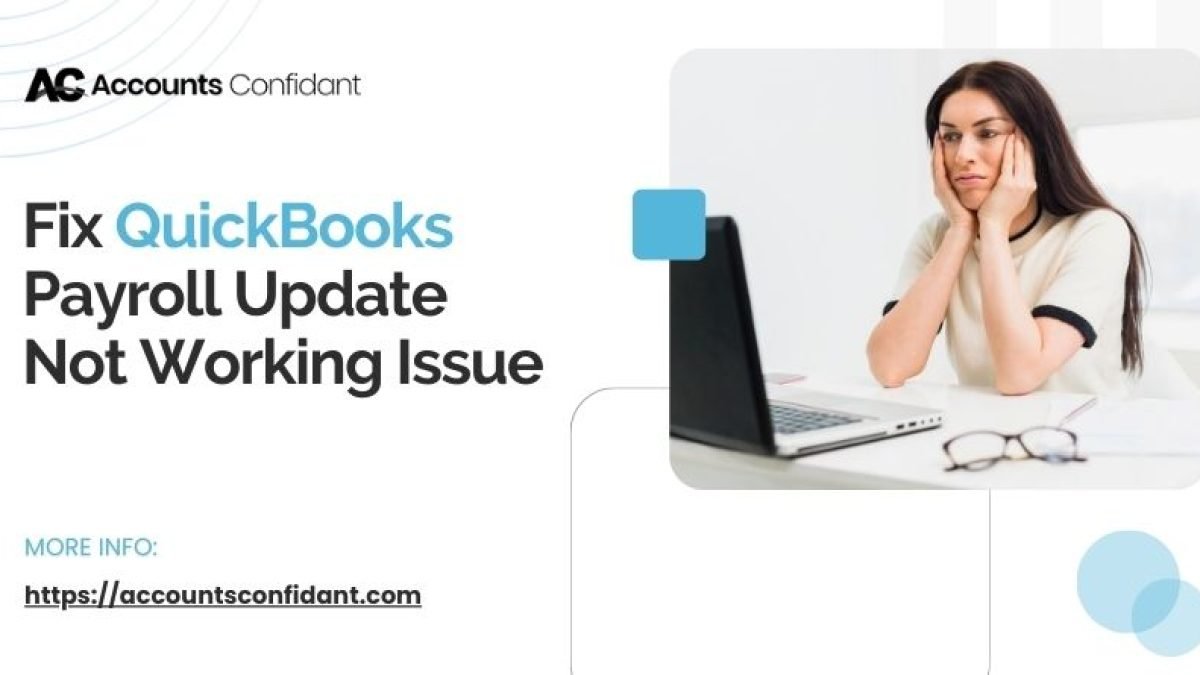 Laptop screen showing QuickBooks Online bank feed error with a red warning icon and a frustrated user reviewing disconnected bank accounts
