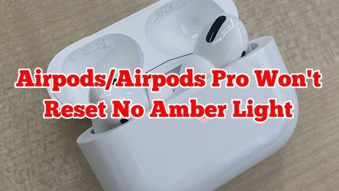 The amber status light on a wireless charging case indicates a pairing error.