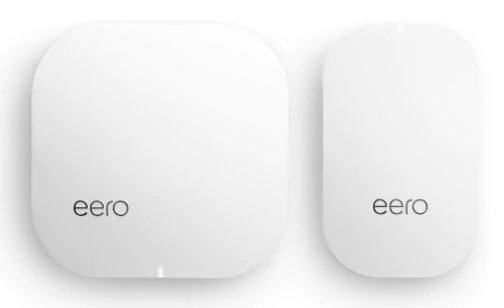 The pulsing white light on an eero router indicates a system status.
