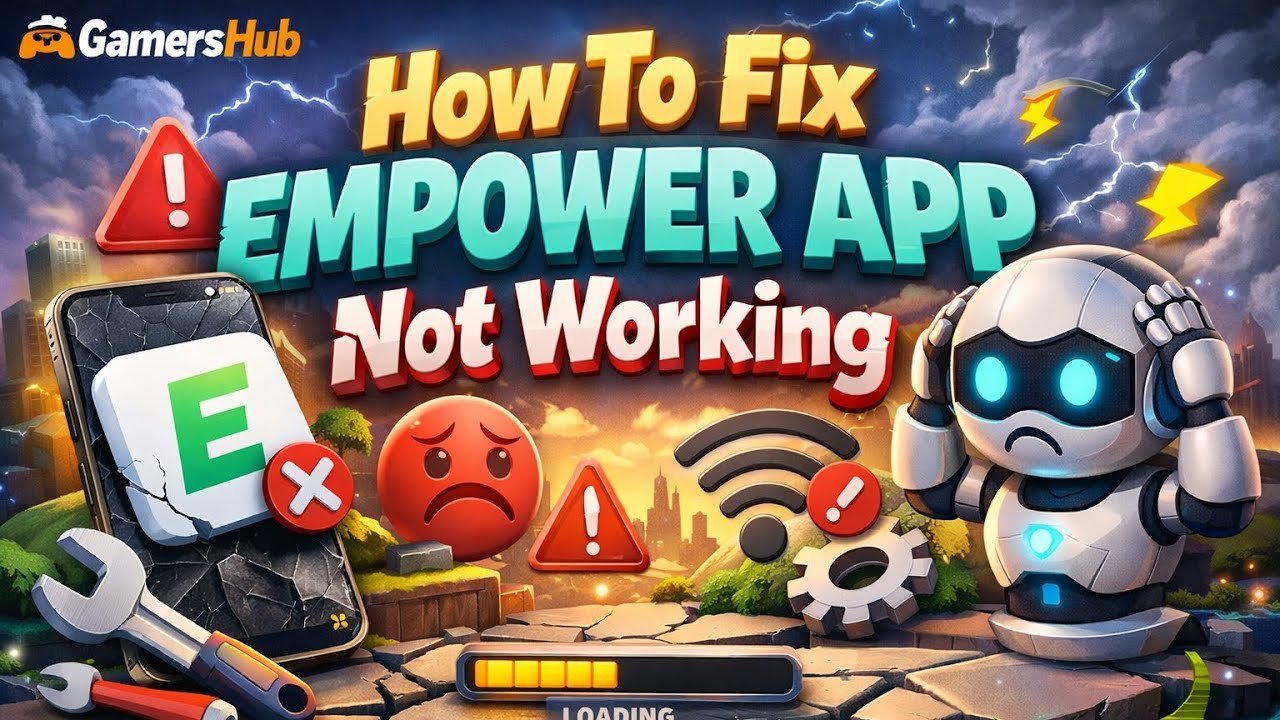 A spinning loading icon on a smartphone screen indicating the Empower app not working.