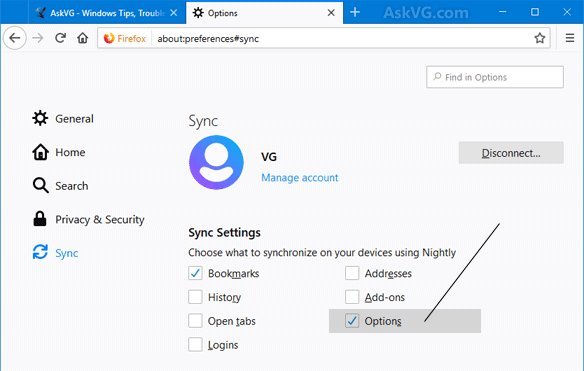 A browser settings menu displaying a sync error icon on a desktop monitor.
