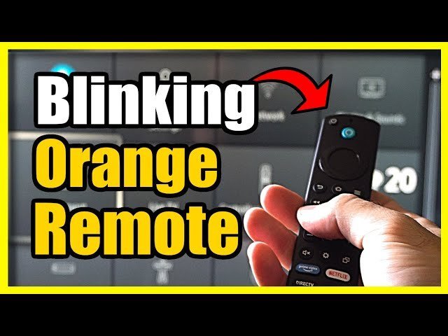 A streaming remote showing a yellow blinking light while searching for a signal.