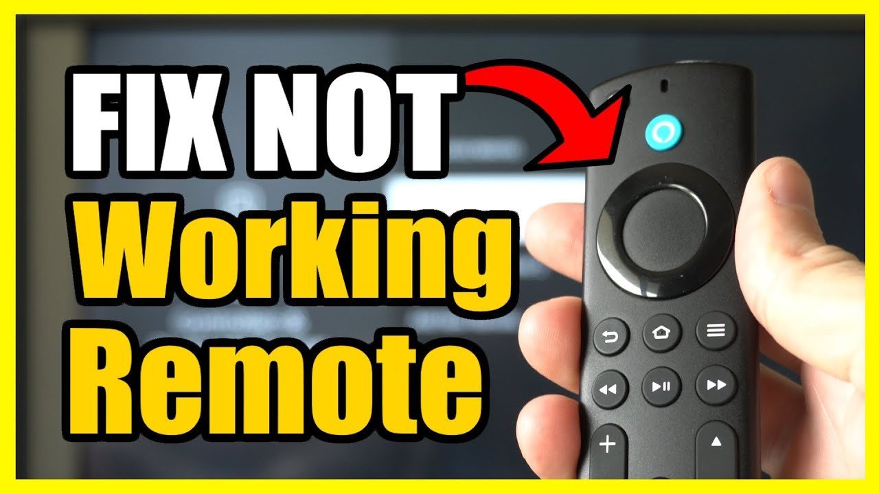 A person troubleshooting a television remote while looking at an error screen.