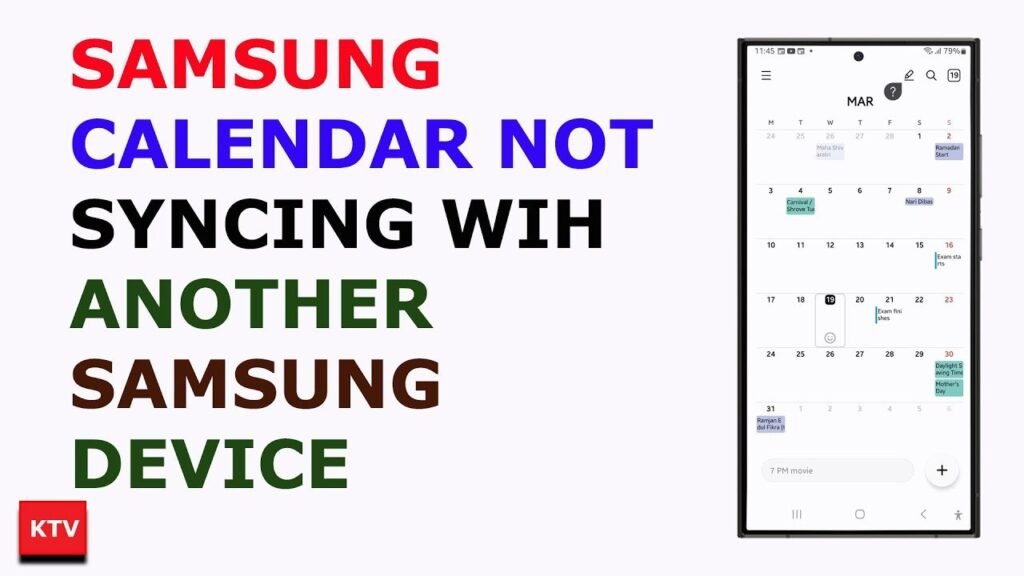 A Samsung smartphone showing a calendar interface on a clean desk workspace.