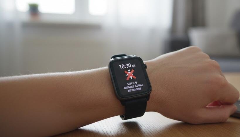 A loose smartwatch strap on a wrist causing issues with step counting accuracy.
